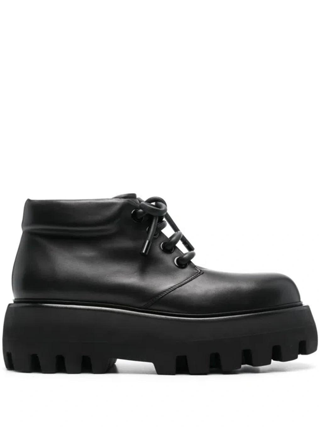 Leather Lace-up Shoes In Black Product Image