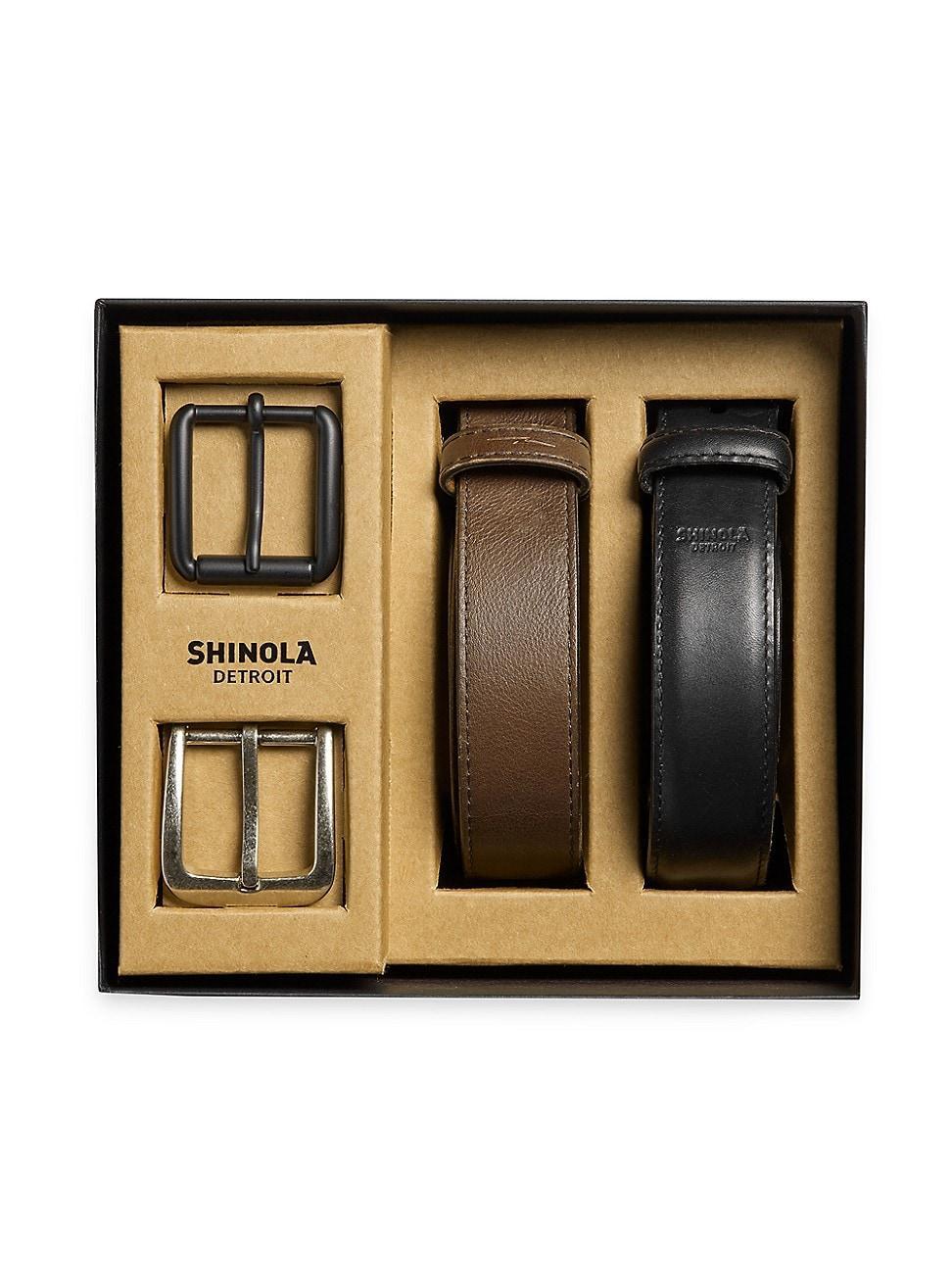 Mens 2-Piece Leather Belt Gift Set Product Image