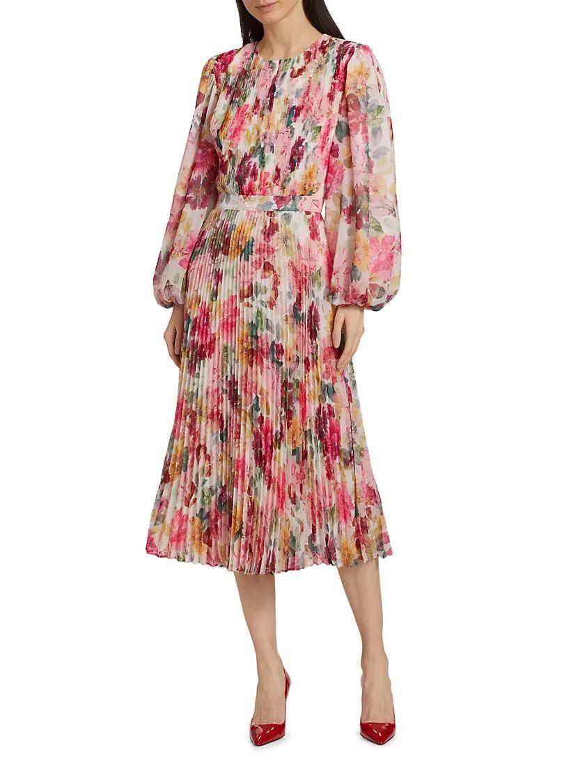 The Cecilia Floral Pleated Midi-Dress Product Image