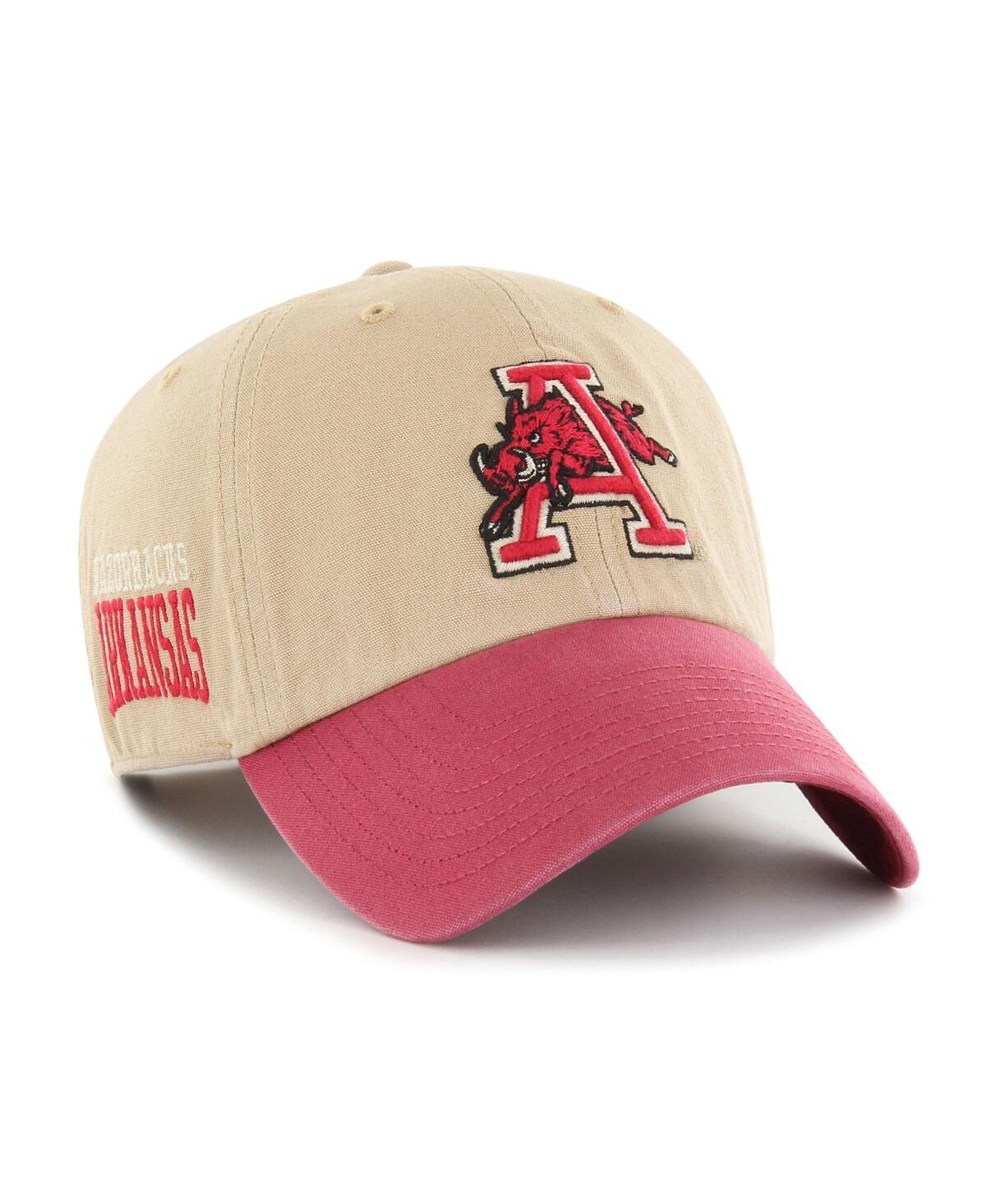 Mens 47 Brand Khaki Arkansas Razorbacks Ashford Clean Up Adjustable Hat Product Image