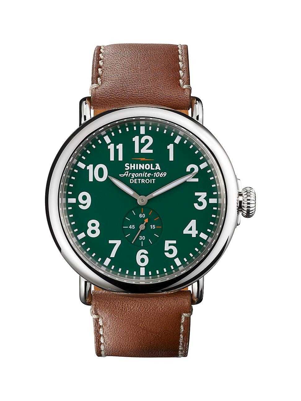 Mens 47mm Runwell Mens Watch, Green/Brown Product Image