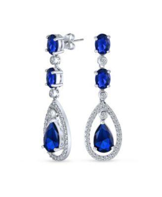 Bling Jewelry Fashion Art Deco Style Royal Cubic Zirconia Halo Teardrop Cz Statement Dangle Chandelier Earrings For Women Party Product Image