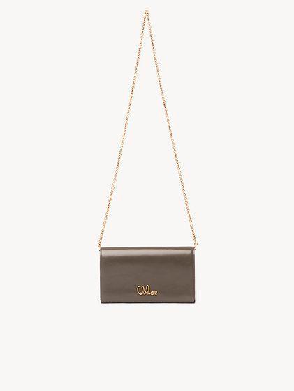 Chloé Iconic flap wallet on chain in shiny leather Product Image