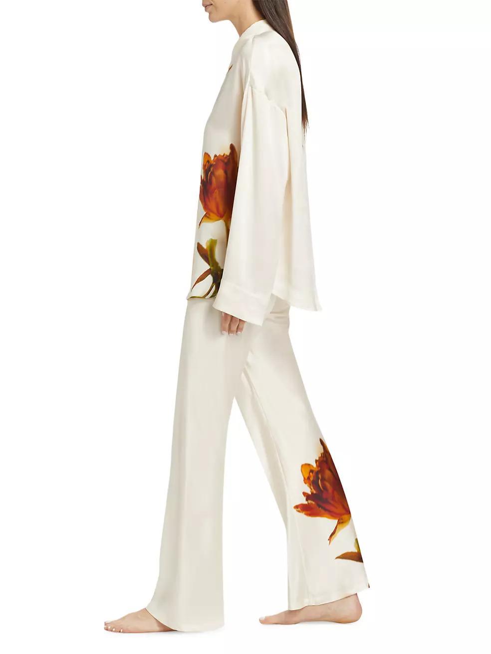 Valentina Floral Silk Pajamas Product Image