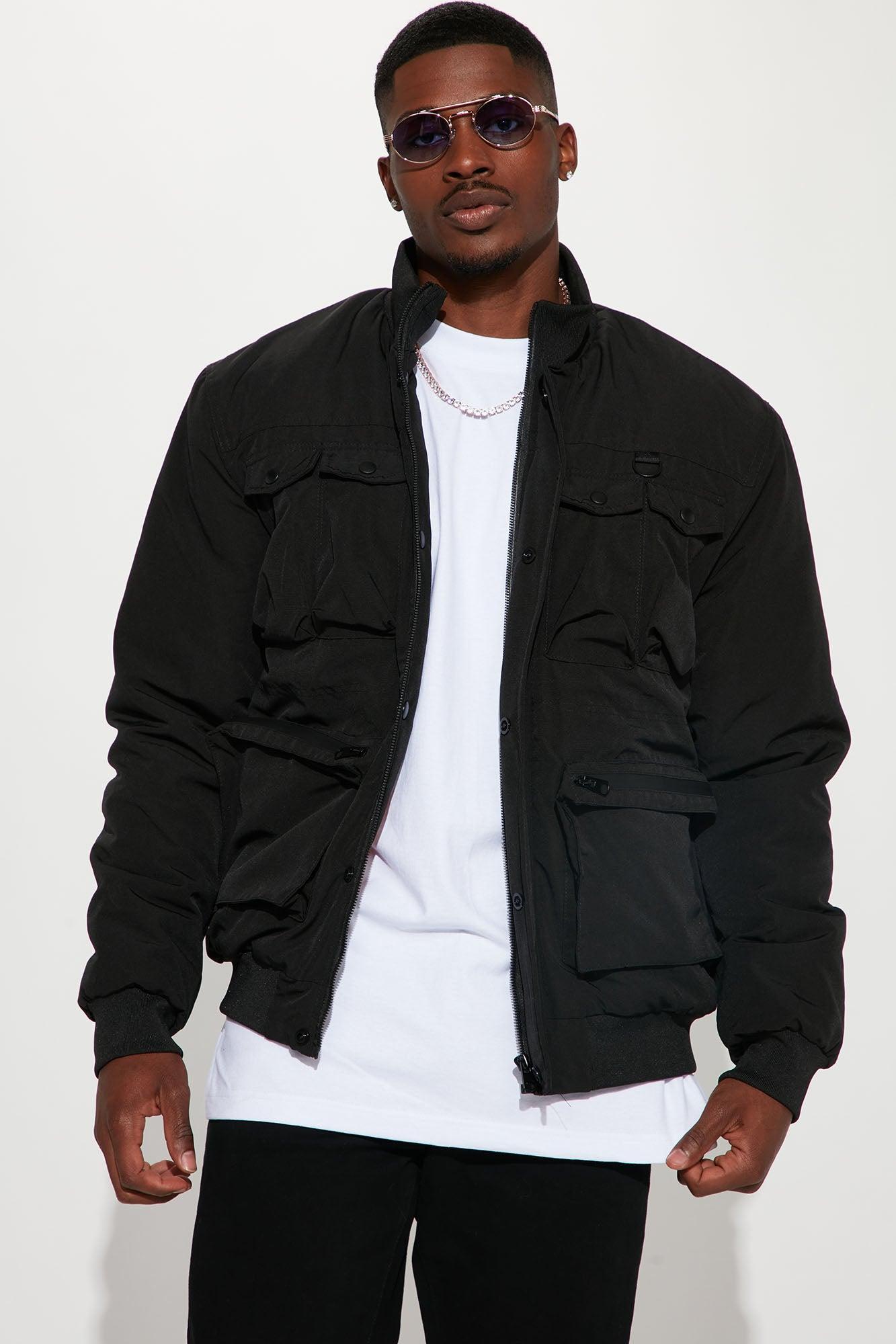 Pockets On Pockets Utility Bomber Jacket - Black Product Image