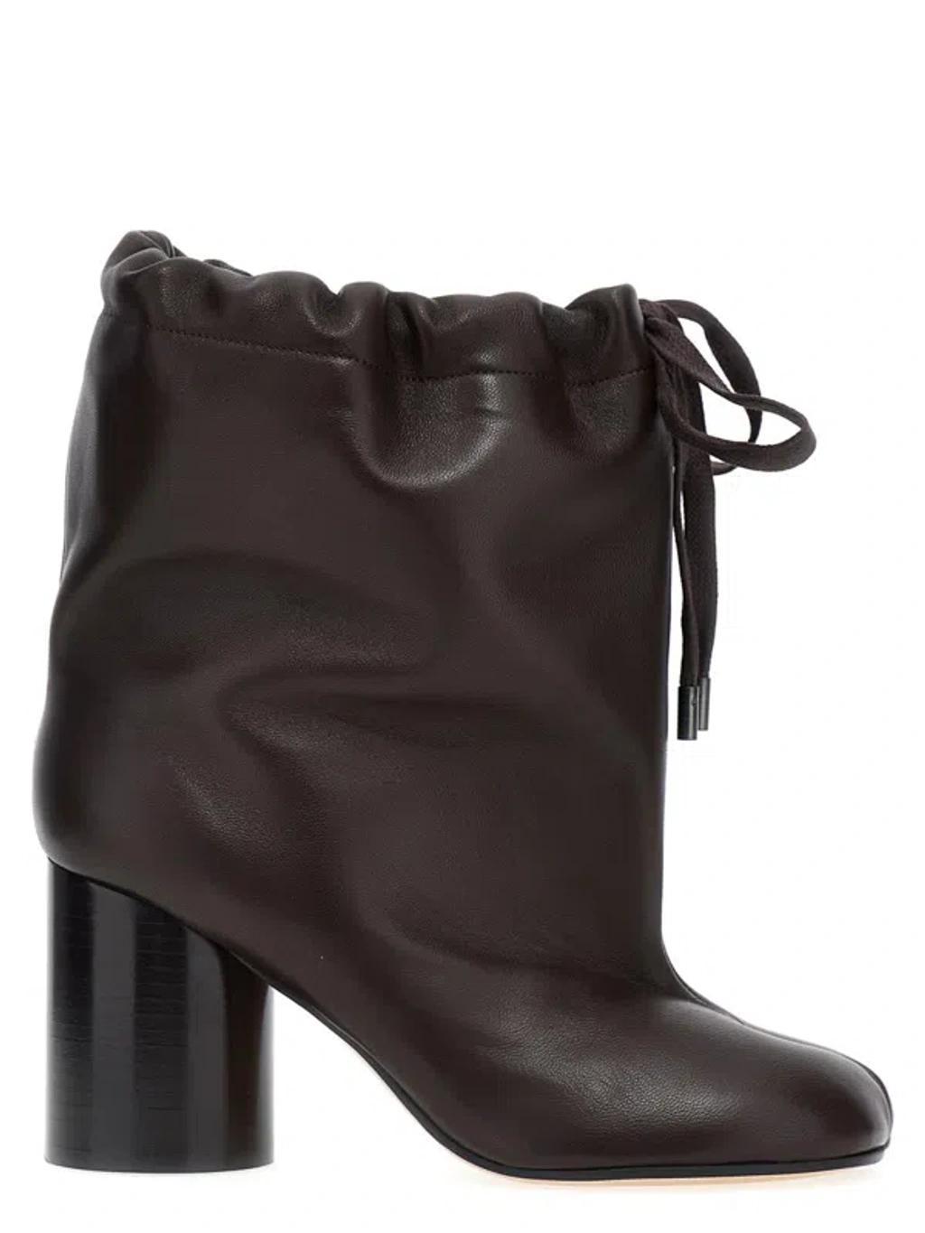 'round Toe Ankle Boots With Block Heel' In Brown product image