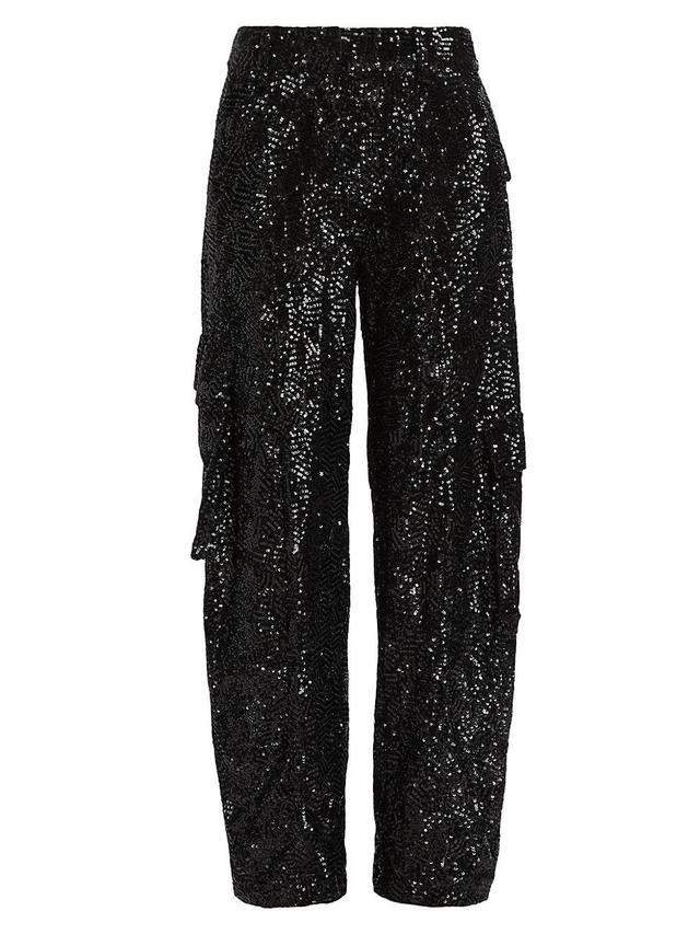 Sequined Straight-Leg Cargo Pants Product Image