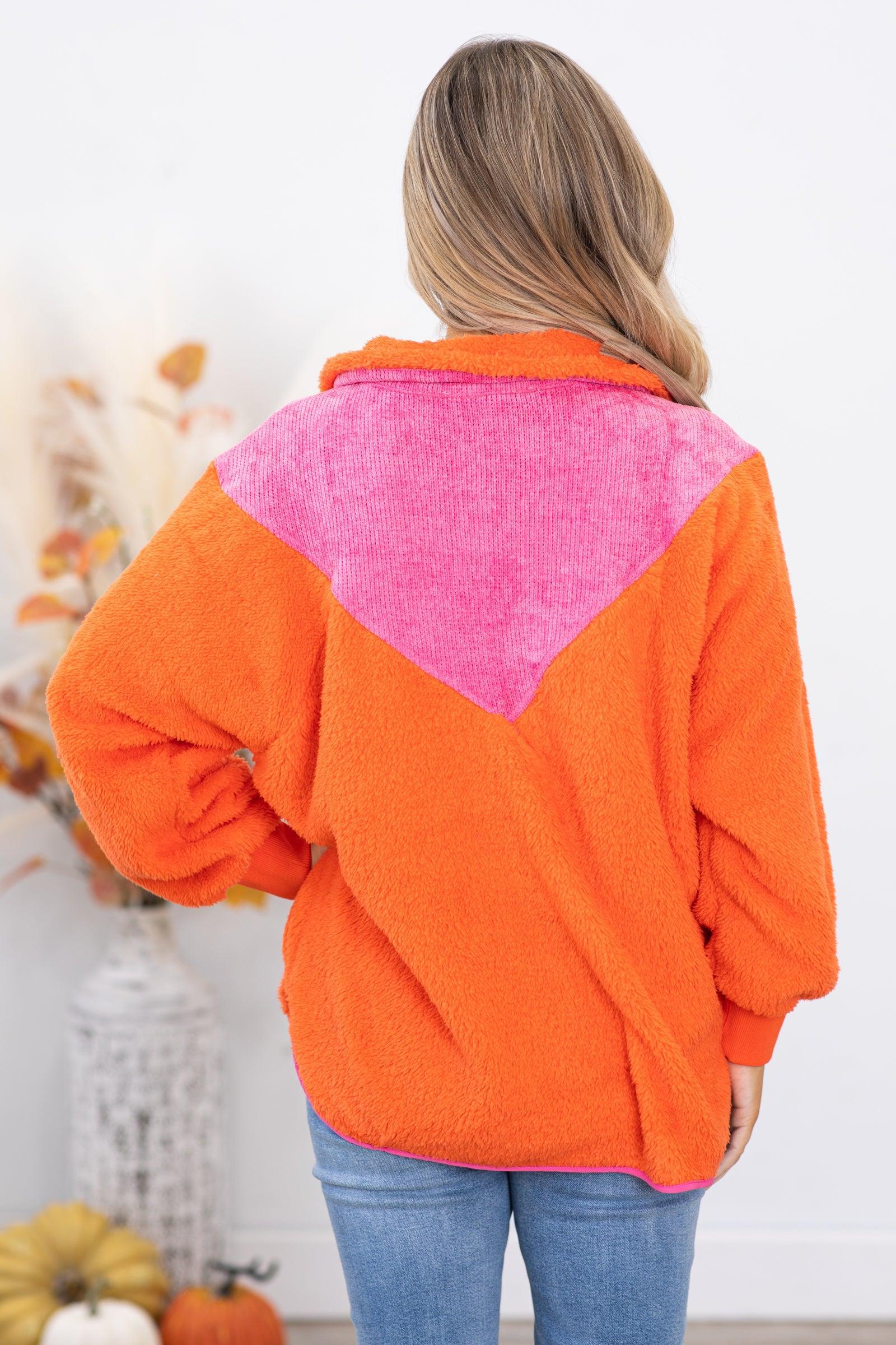 Orange and Pink Colorblock Sherpa Product Image