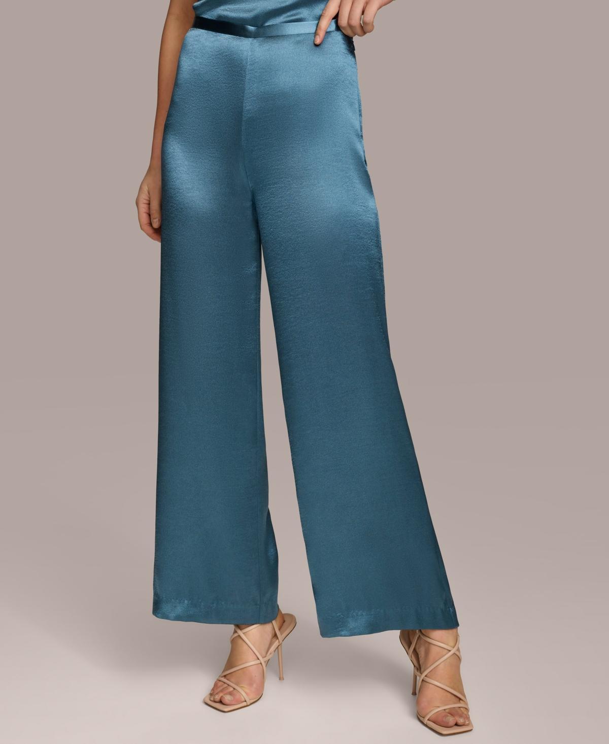 Donna Karan Womens Wide-Leg Satin Pants Product Image