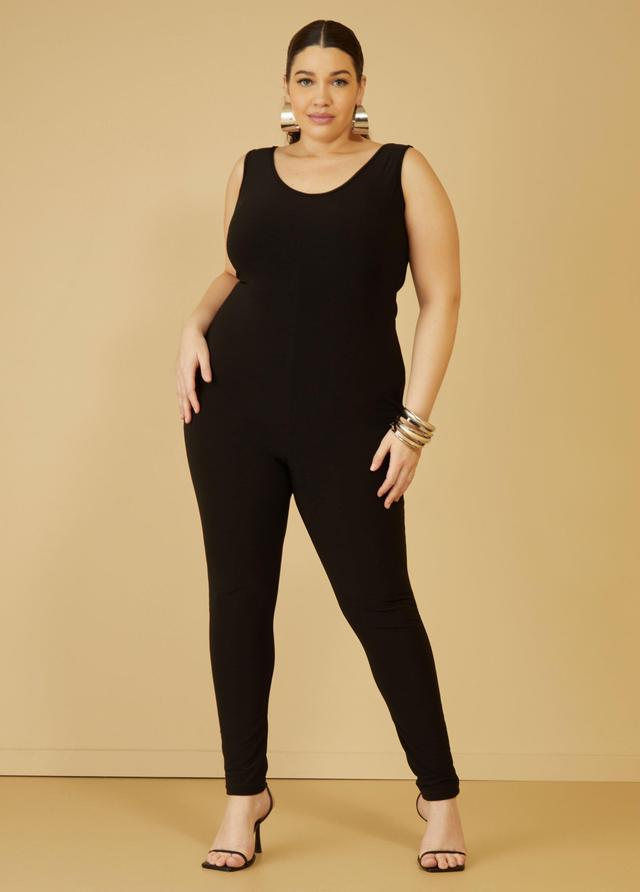 Plus Size Stretch Knit Catsuit Ashley Stewart Product Image