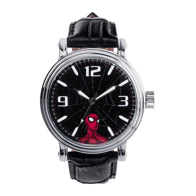 Mens Marvel Spider-Man Vintage-Style Watch Black Product Image