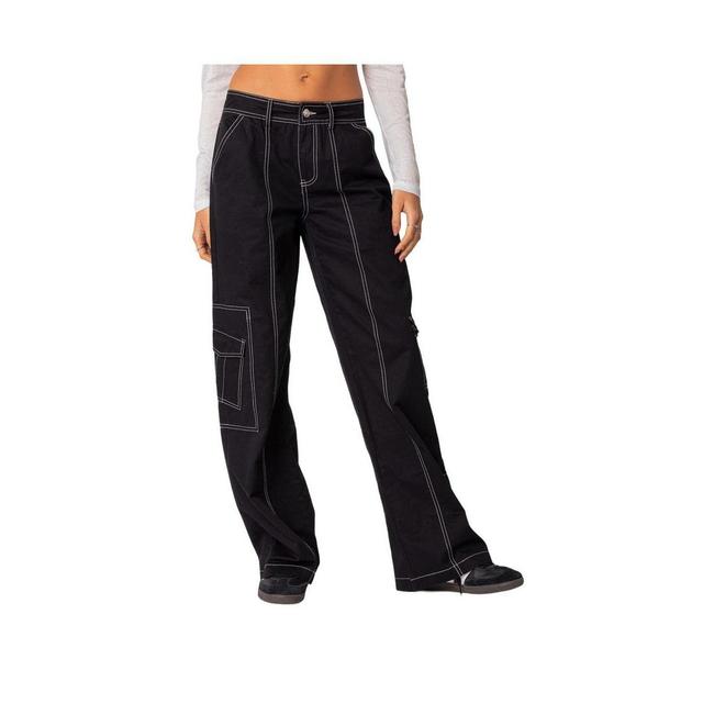 EDIKTED Helen Low Rise Wide Leg Cargo Pants Product Image