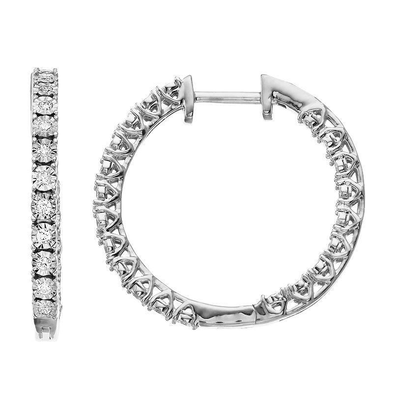 Diamond Brilliance 1/2 Carat T.W. Diamond Hoop Earrings, Womens, Silver Tone Product Image