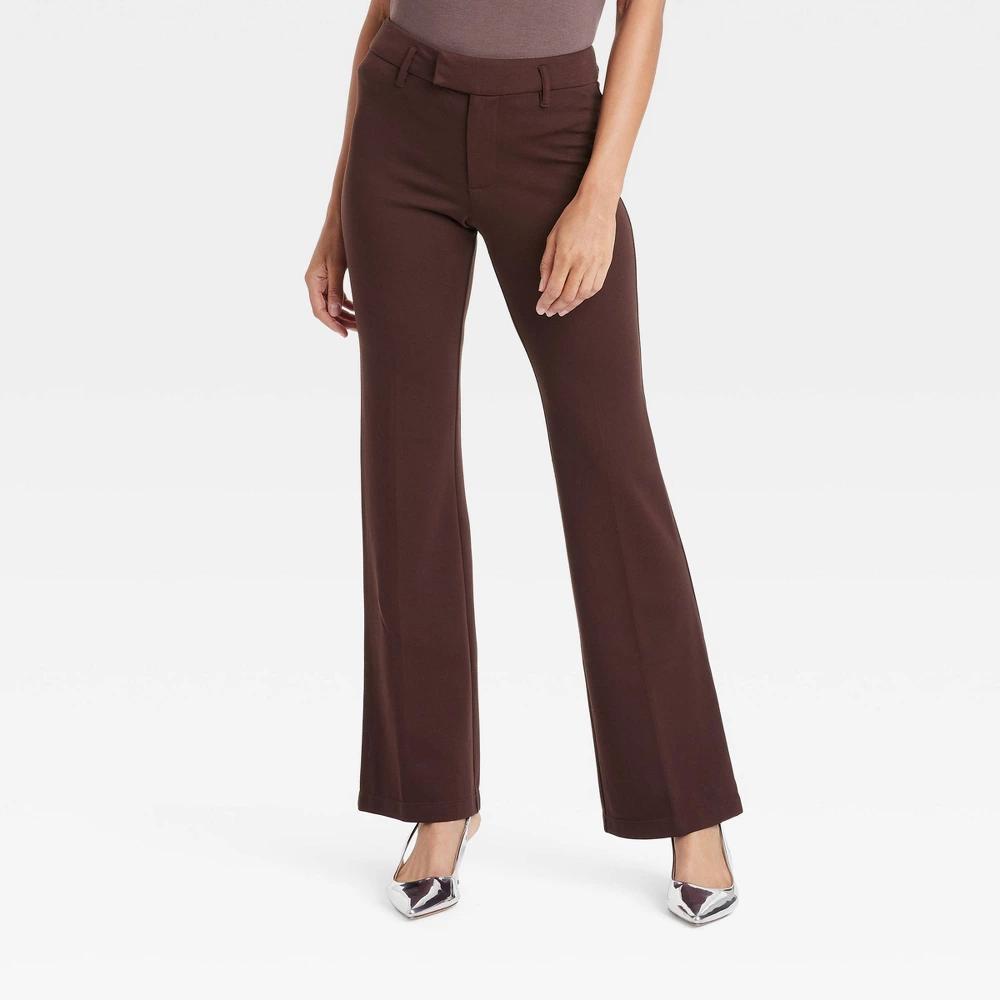 Womens High-Rise Flare Ponte Trousers - A New Day Brown 4 Product Image