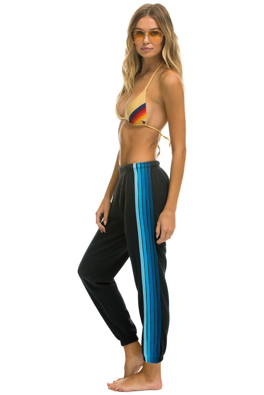 5 STRIPE SWEATPANTS - CHARCOAL // BLUE Female Product Image