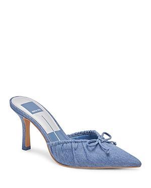 DOLCE VITA Women's Kairi Slip On Pointed Toe Bow High Heel Pumps In Blue Denim Product Image