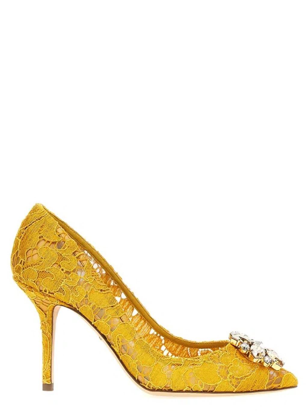 DOLCE & GABBANA Dolce&gabbana Taormina Lace With Crystals Pump In Yellow Product Image