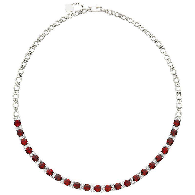 Sterling Silver Lab-Created Ruby & Lab-Created White Sapphire Necklace, Womens Product Image