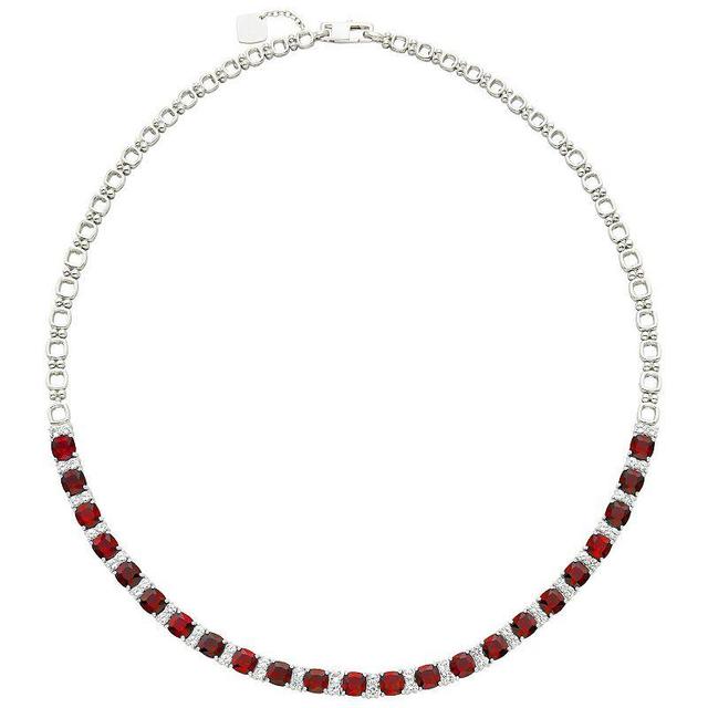 Sterling Silver Lab-Created Ruby & Lab-Created White Sapphire Necklace, Womens Red Product Image