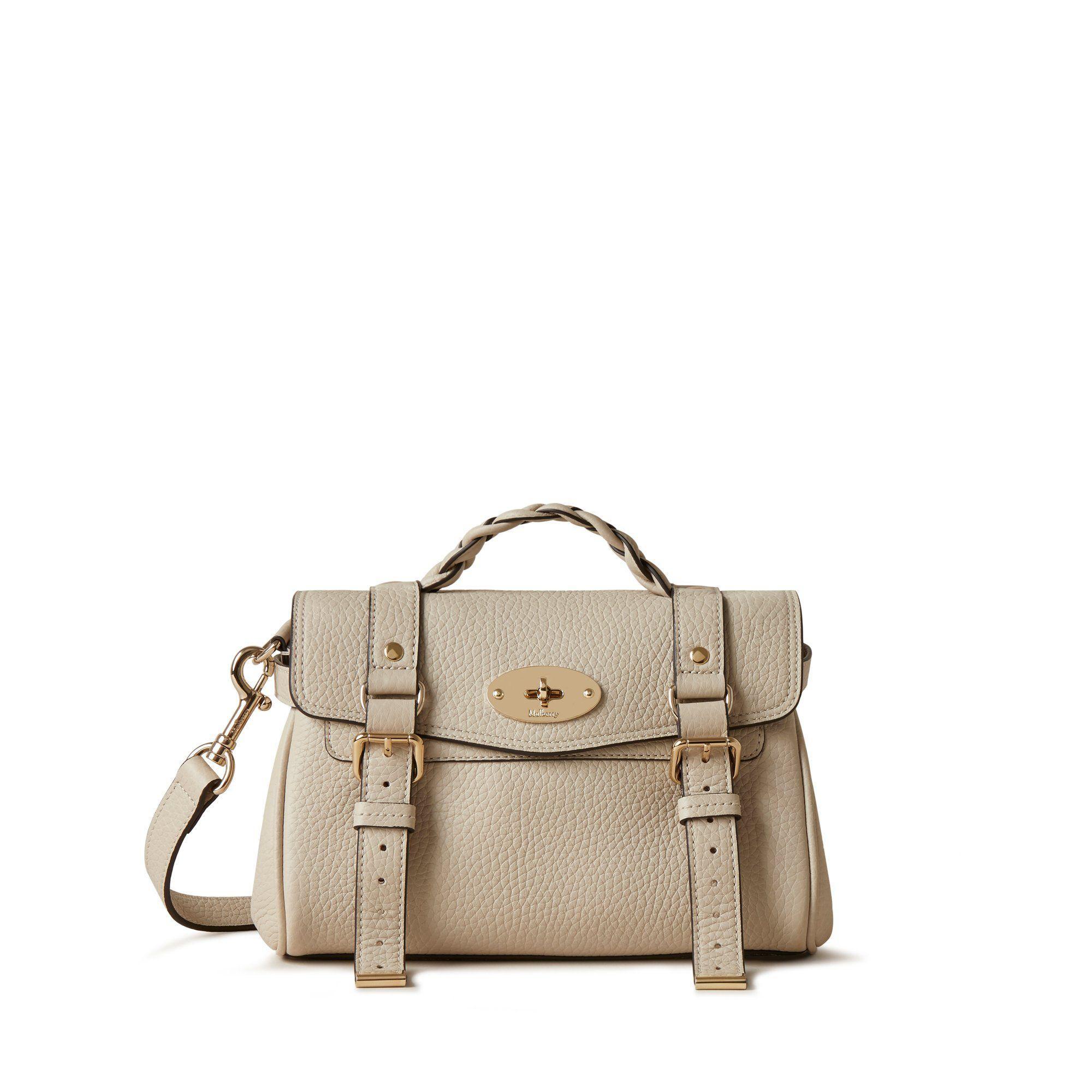 MULBERRY Mini Alexa Leather Satchel In Chalk Product Image