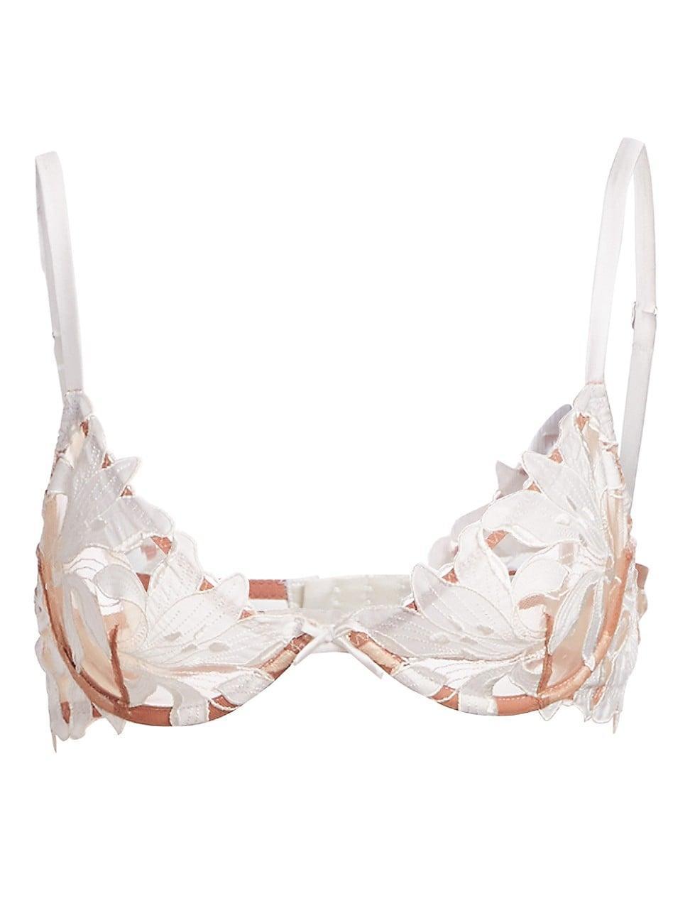 Fleur du Mal Lily Embroidered Plunge Demi Bra Product Image