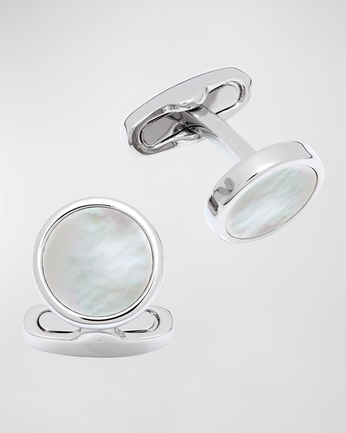 Men's Round Mother-Of-Pearl Cufflinks Product Image