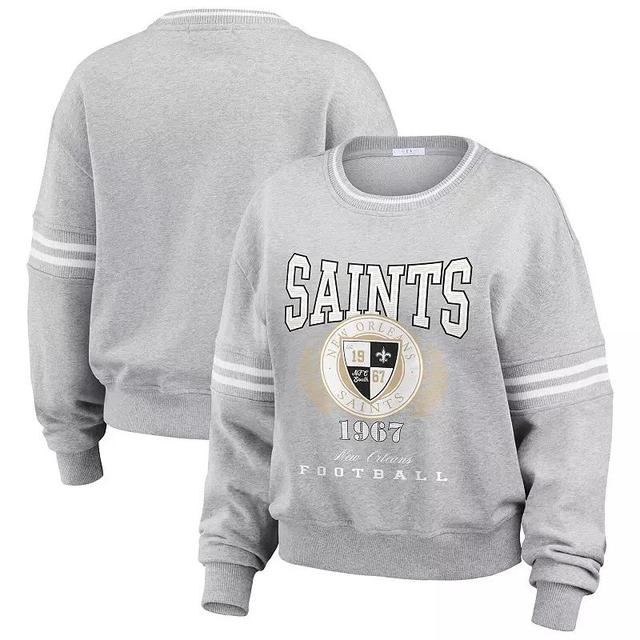 Womens WEAR by Erin Andrews Heather Gray New Orleans Saints Cropped Pullover Sweatshirt Product Image