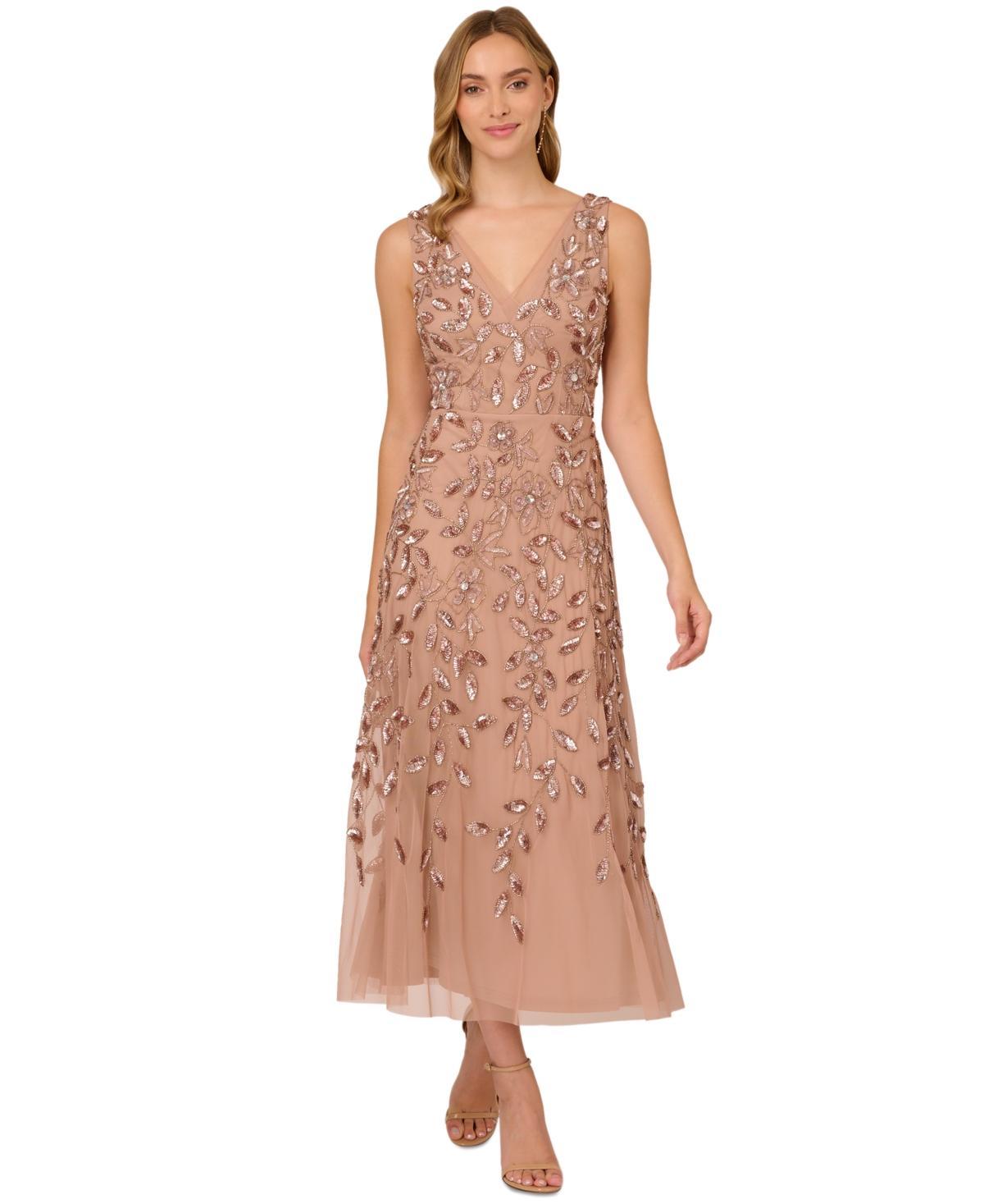 Adrianna Papell Womens Embellished V-Neck Dress Product Image