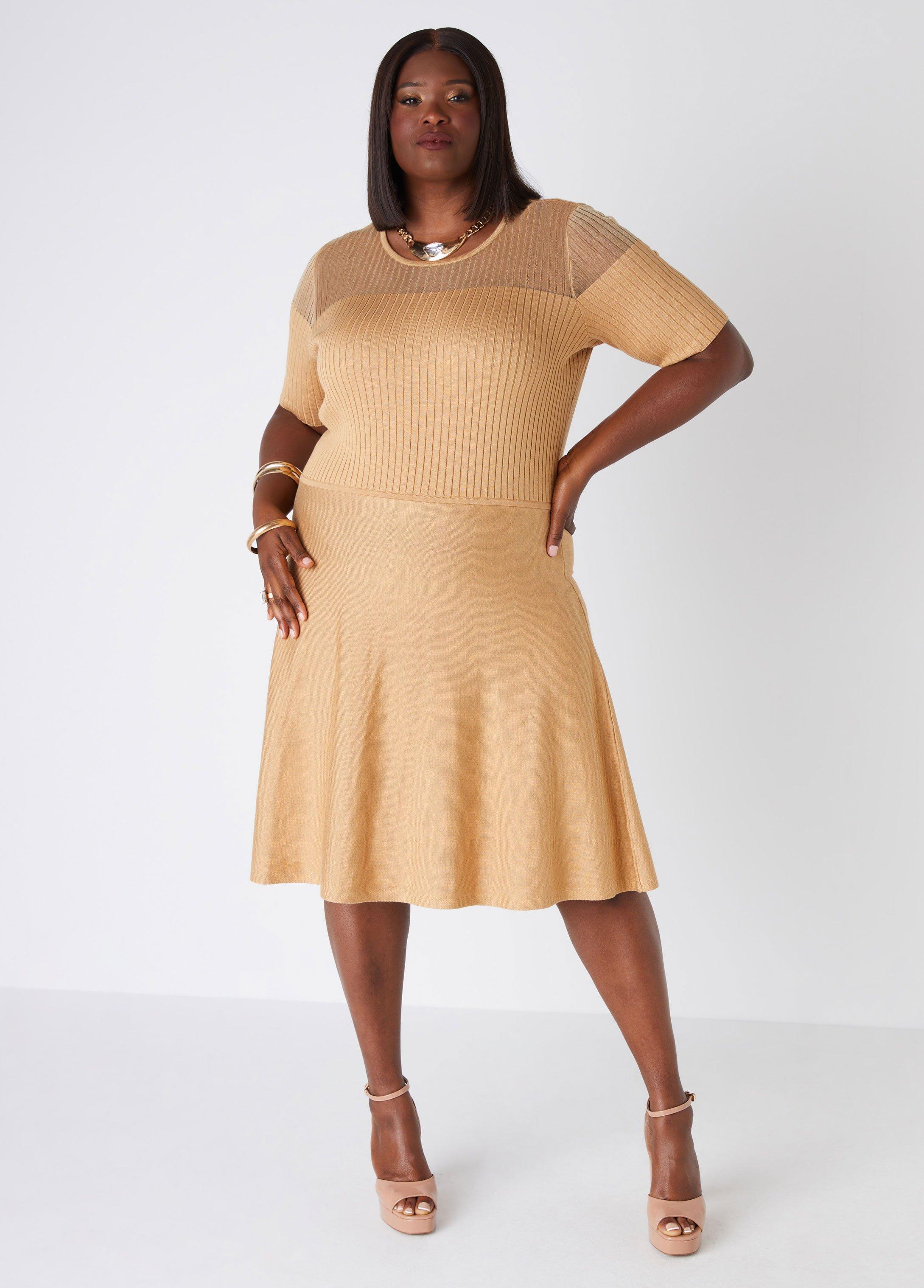 Plus Size A Line Paneled Sweater Dress Ashley Stewart Product Image