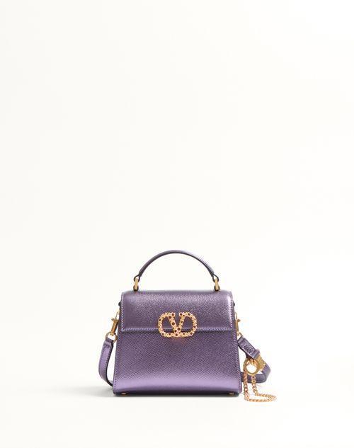 VALENTINO GARAVANI VSLING MINI HANDBAG IN LAMINATED GRAINY CALFSKIN WITH JEWEL LOGO Product Image