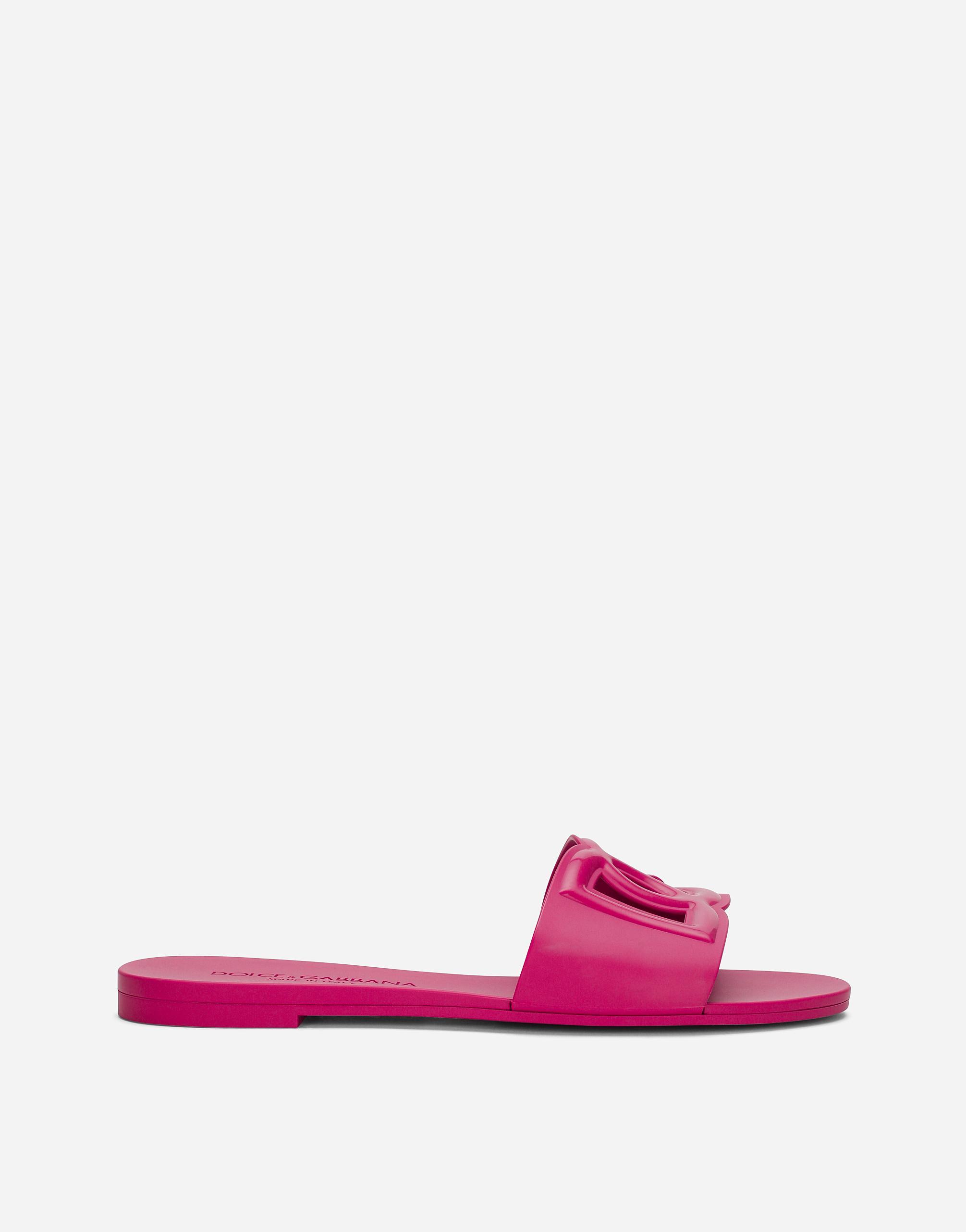 DOLCE & GABBANA Rubber Beachwear Sliders In Fucsia Product Image