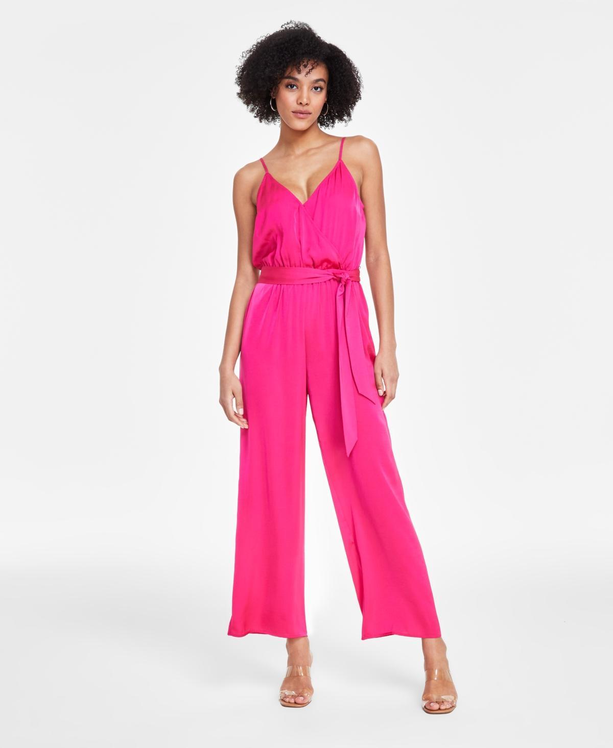 Women's Trendy Tie-Waist Wide-Leg Adjustable-Strap Jumpsuit, XXS-4X, Created for Macy's Product Image