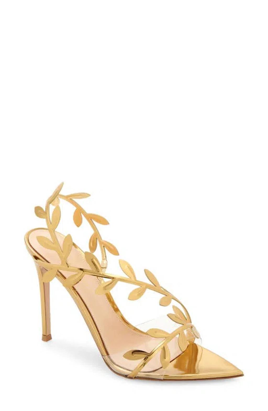 GIANVITO ROSSI Metallic Branch Stiletto Sandals In Gold product image