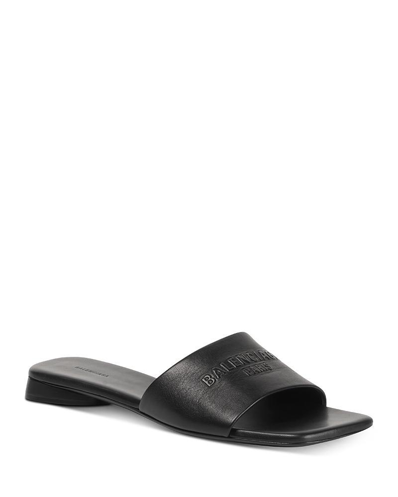 Balenciaga Womens Embossed Logo Slide Sandals Product Image