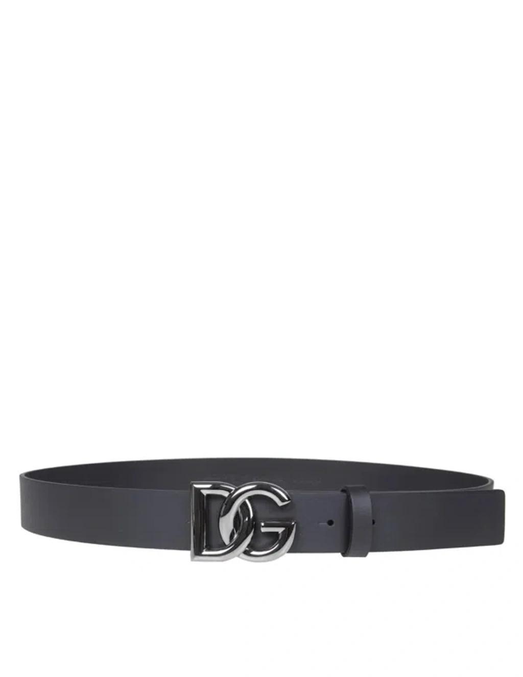 Calfskin Belt With Metal Dg Logo In Black Product Image