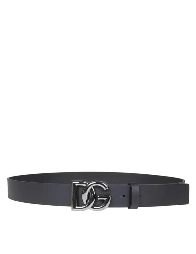 Calfskin Belt With Metal Dg Logo In Black Product Image