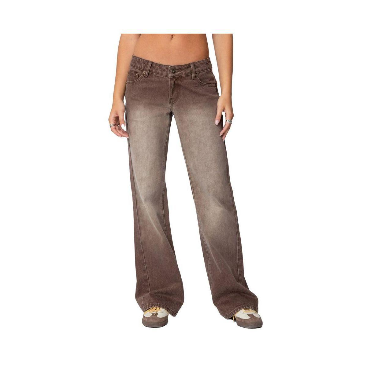 Edikted Womens Alysse Low Rise Washed Jeans Product Image