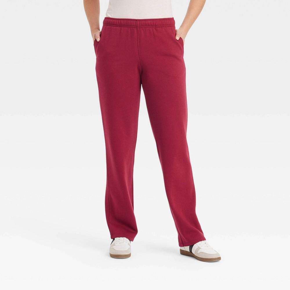 Womens Leisure Studio Mid-Rise Knit Straight Leg Sweatpants - Universal Thread Maroon M Product Image