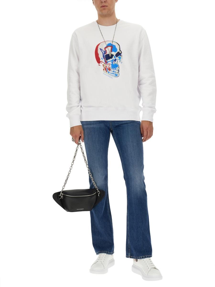 Skull-print Cotton Sweatshirt In White Product Image