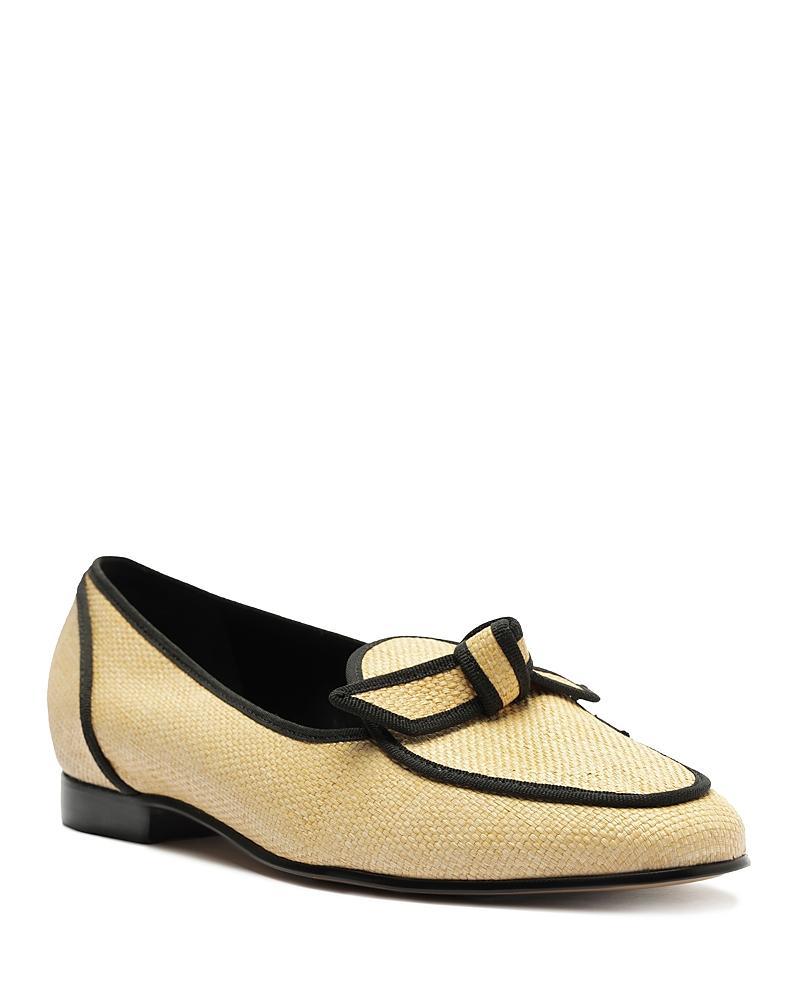 Womens Bow-Detailed Grosgrain & Raffia Loafers Product Image