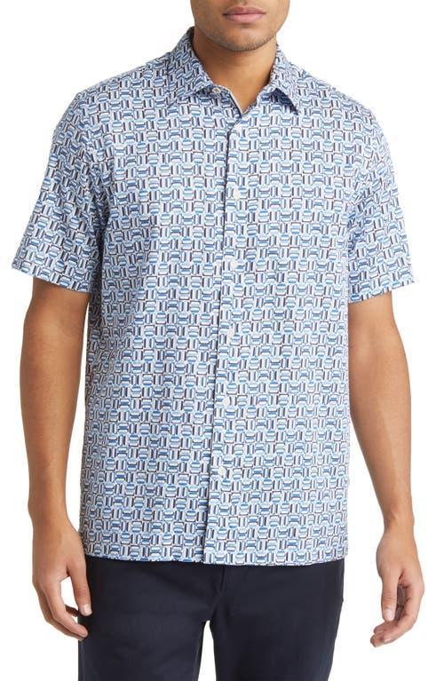 Ted Baker London Astun Regular Fit Geometric Print Stretch Short Sleeve Button-Up Shirt Product Image