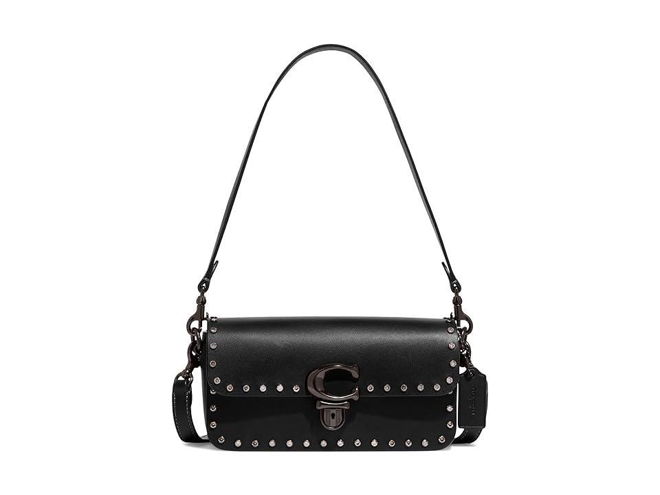 Womens Studded Leather Shoulder Bag Product Image