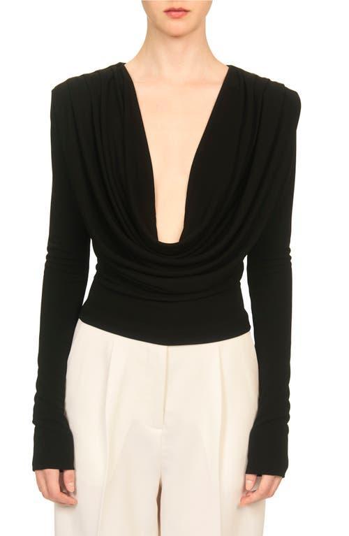 Interior The Carla Draped Plunge Neck Jersey Top Product Image