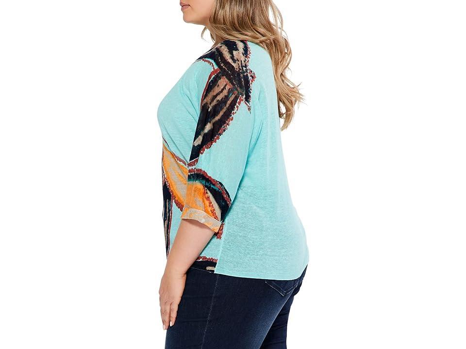 NIC+ZOE Plus Size Grove Sweater (Aqua Multi) Women's Clothing Product Image