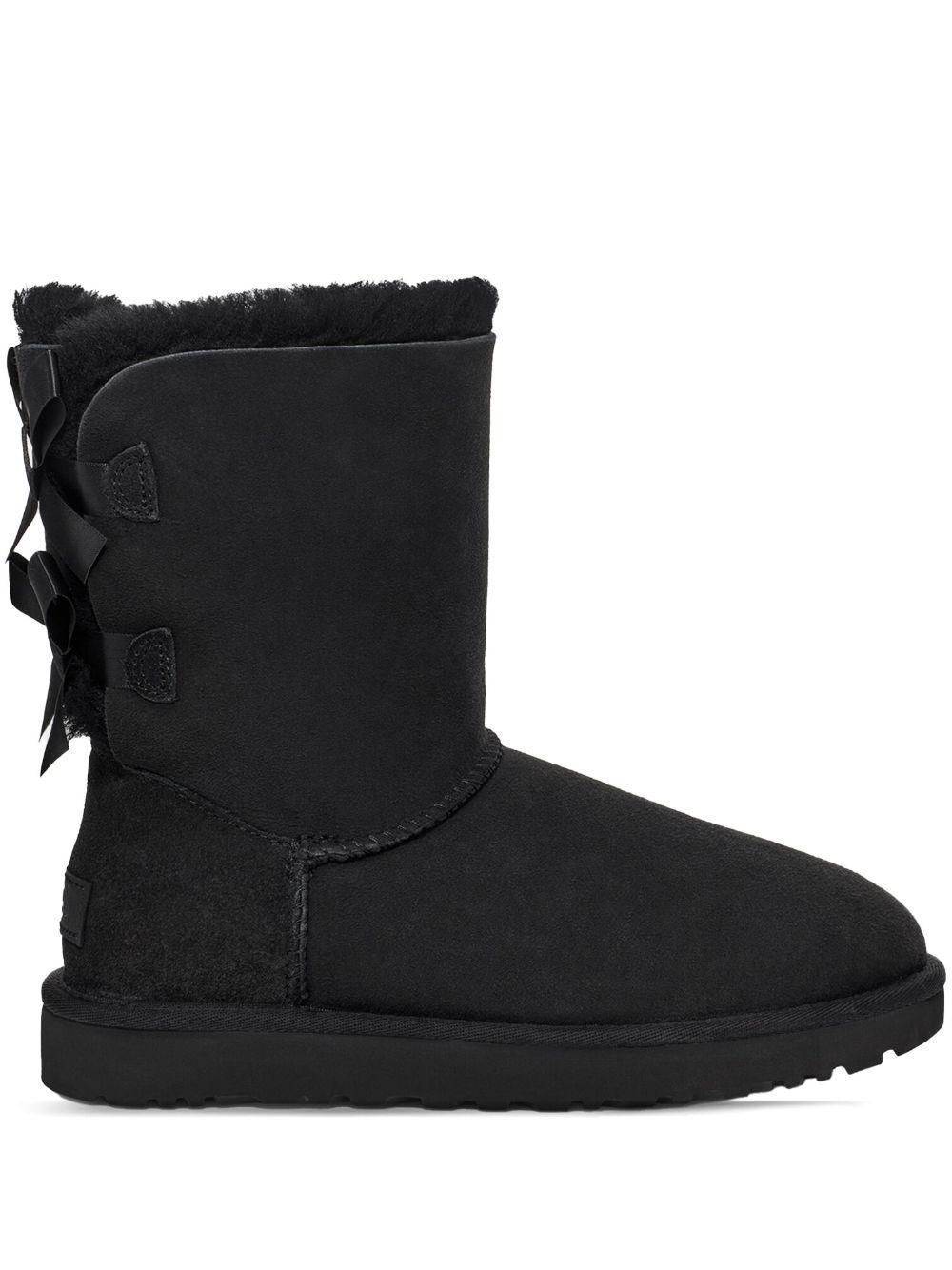 UGG Bailey Bow Ii Low Heels Ankle Boots In Black Suede Product Image