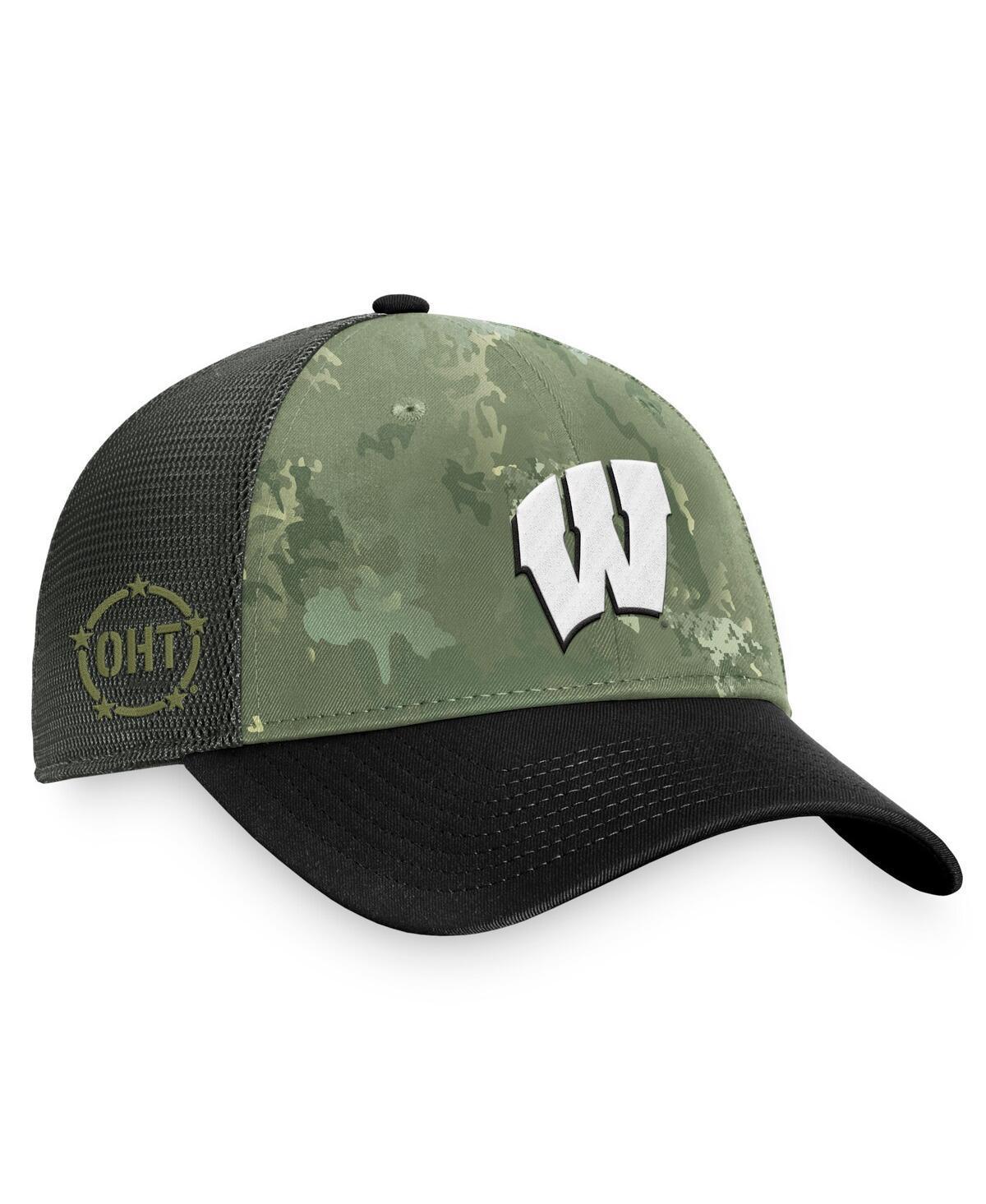 Mens Top of the World Hunter Green Wisconsin Badgers Oht Military-Inspired Appreciation Unit Trucker Adjustable Hat - Hunter Green Product Image