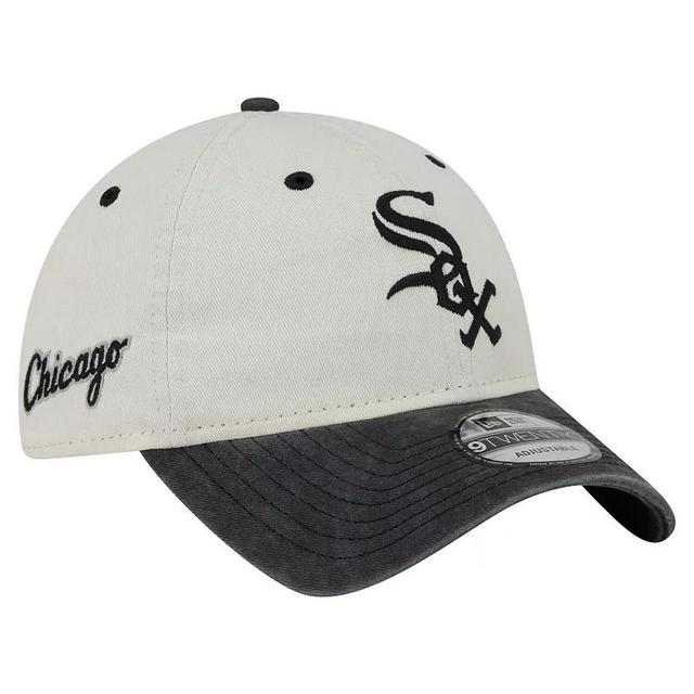 Mens New Era Cream/Black Chicago White Sox Classic Sidescript 9TWENTY Adjustable Hat Product Image