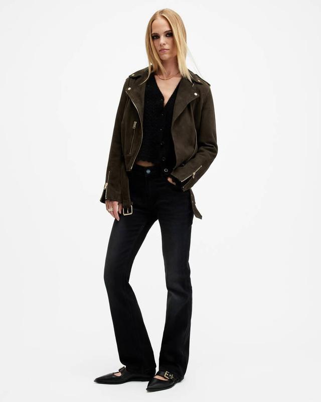 Balfern Belted Suede Biker Jacket Product Image