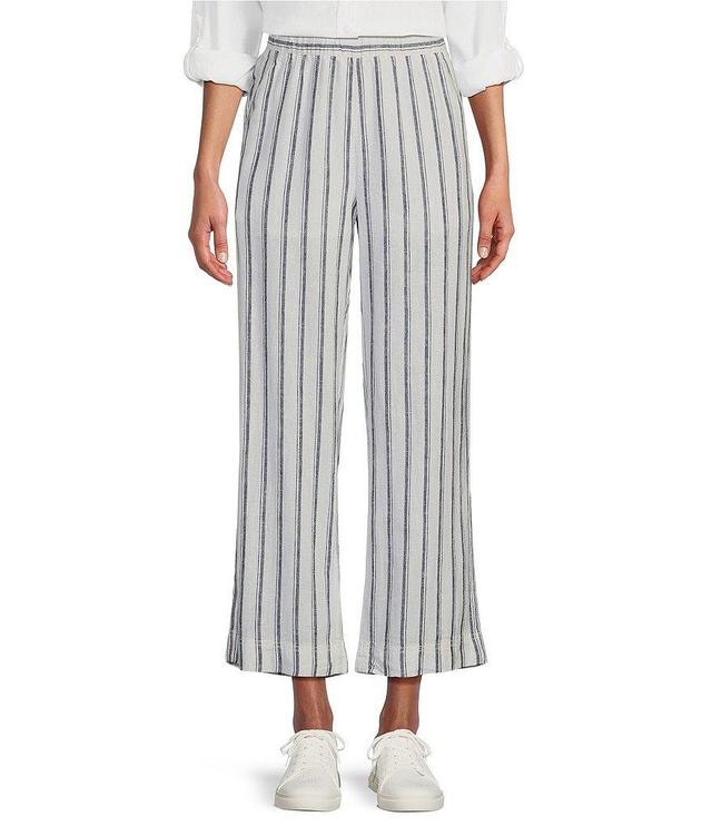 Intro Penny Linen Blend Stripe Print Relaxed Leg Pull-On Crop Pants Product Image