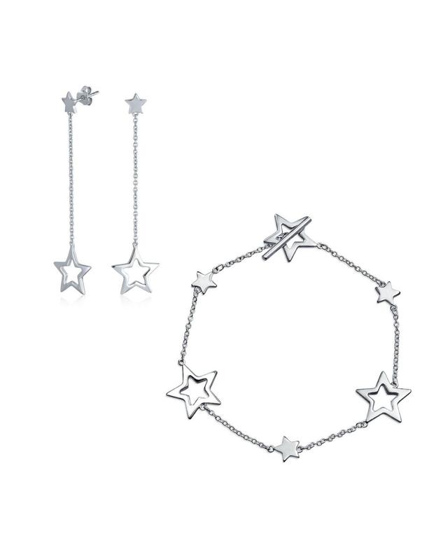 Bling Jewelry Celestial Holiday American Usa Patriotic Open Lucky Stars Rock Star Bracelet Earrings Jewelry Set For Women For Sterling Silver Toggle C Product Image